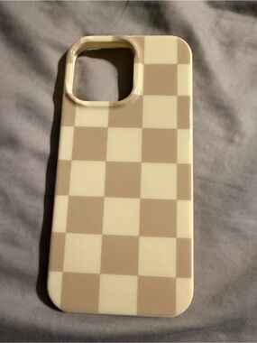 Beige Checkered Protective Phone Case - Compatible Cell Phones